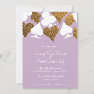 Gold on Lilac Purple Las Vegas Wedding Invitation