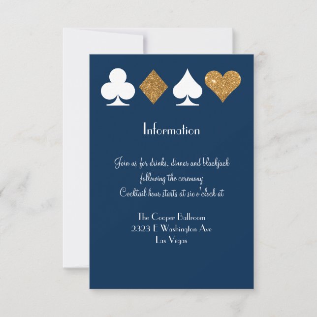 Gold on Navy Blue Las Vegas Wedding Info Insert Invitation (Front)