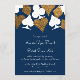 Gold on Navy Blue Las Vegas Wedding Invitation