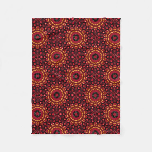 Gold On Red Mandala Fleece Blanket (Front)