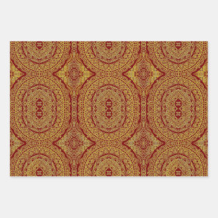 Gold On Red Mandala Wrapping Sheet Set of 3