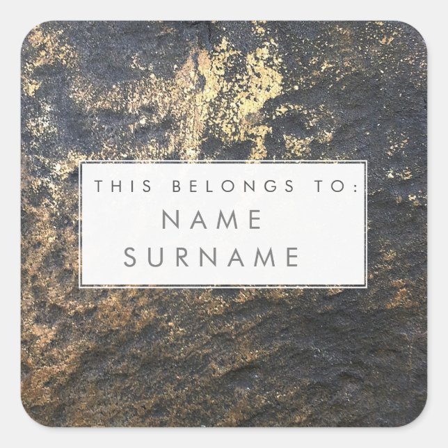 Gold on Rock Custom Printed Name Label Stickers (Front)