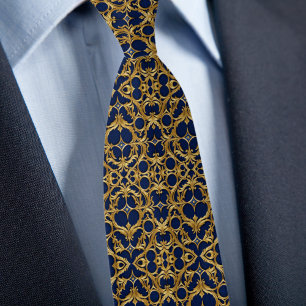 Gold on Saphire Pattern Tie