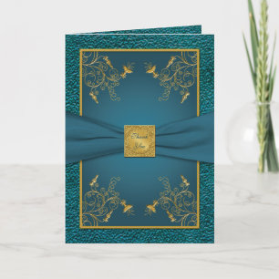 Gold on Teal Thank You Card