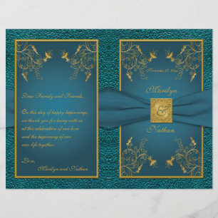 Gold on Teal Wedding Program