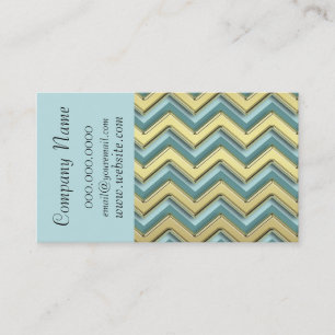 Gold on Turquoise ZigZag Pattern Business Card