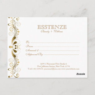 Gold On & White Floral Lace Gift Certificate Postcard