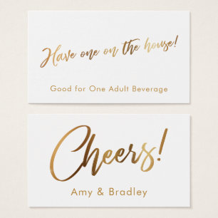 Gold on White Handwriting Script Drink Tickets