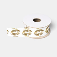 Gold On White Lips Kiss Pattern