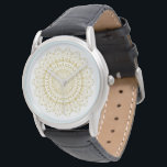 Gold on white ornate mandal pattern watch<br><div class="desc">Gold ornate mandala pattern over white background.
Please get in touch with me if you need a different colour combination.</div>