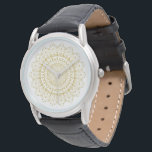 Gold on white ornate mandal pattern watch<br><div class="desc">Gold ornate mandala pattern over white background.
Please get in touch with me if you need a different colour combination.</div>