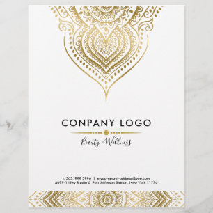 Gold On White Ornate Paisley mandala Flyer