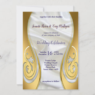 Gold on White Silk with Tropical Splendour Invitation