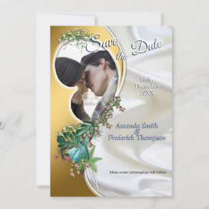 Gold on White Silk with Tropical Splendour Invitation