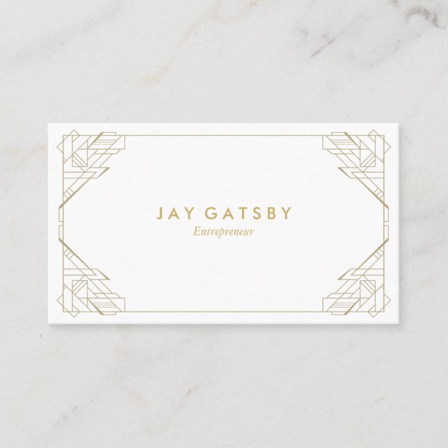 Gold On White Vintage Business Card (Front)