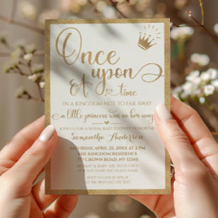 Gold Once Upon A Time Princess Baby Shower Invitation
