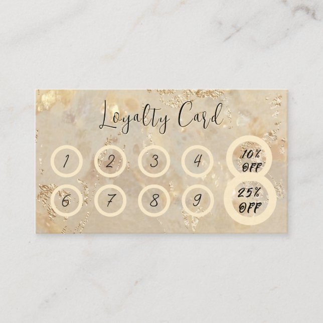 Gold Opal Custom Business Loyalty Punch Card (Front)