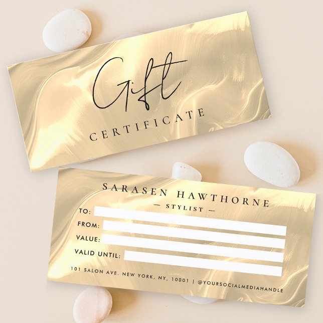 Gold Opal Stone Background Gift Certificate Card (Creator Uploaded)
