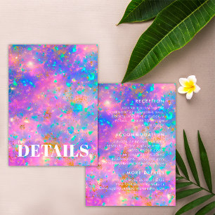 Gold Opal Stone Bold Minimal Wedding Details Enclosure Card