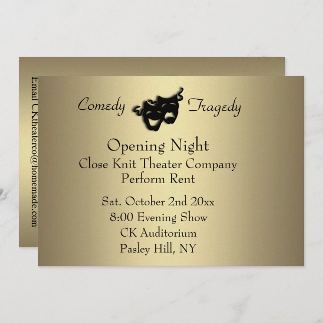 Gold Opening Night Invitation (Front/Back)