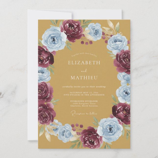 Gold Opulent Autumnal Wedding Invitation (Front)