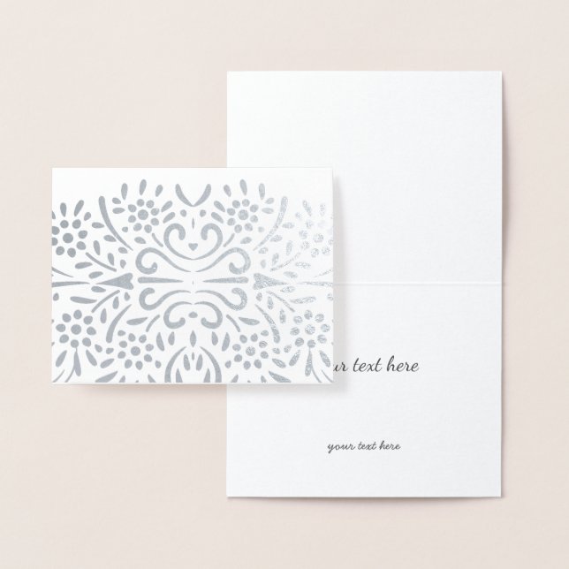 Gold or Silver Abstract Modern Floral Pattern Foil Card (Display)