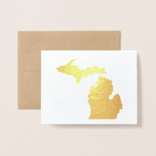 Gold or Silver Michigan State Map Anchor on Back Foil Card