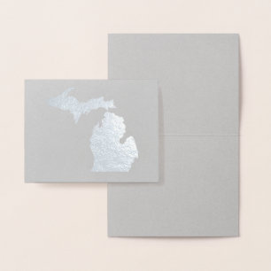Gold or Silver Michigan State Map Petoskey Stone  Foil Card