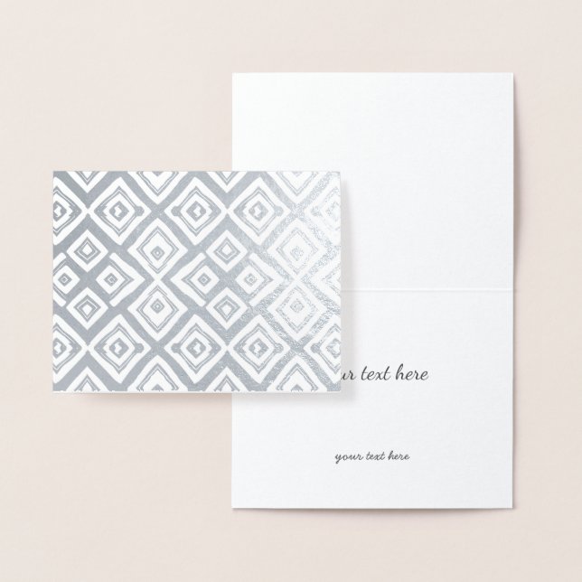 Gold or Silver Modern Abstract Random Squares Foil Card (Display)