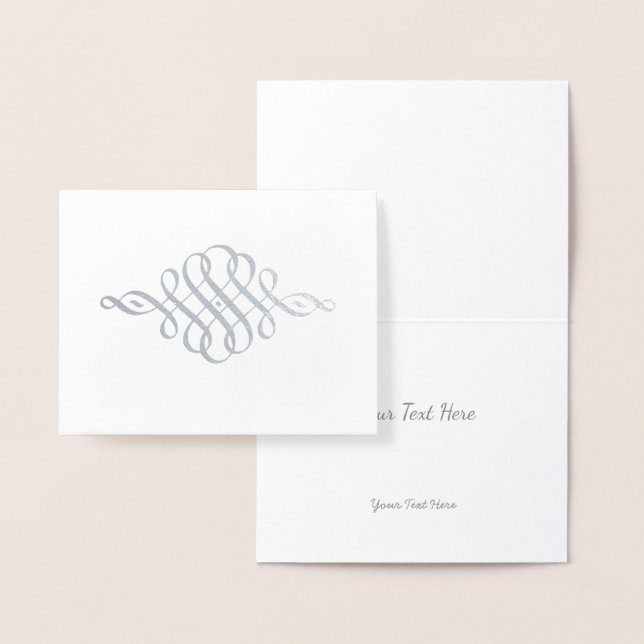 Gold or Silver Modern Elegant Floral Pattern Foil Card (Display)