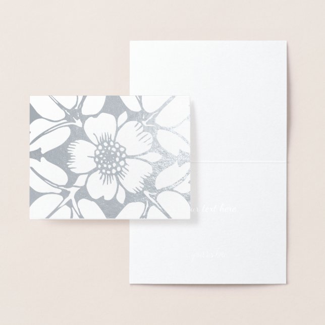 Gold or Silver Modern Elegant Floral Pattern Foil Card (Display)