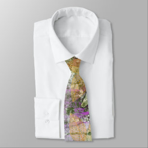 Gold Orange Fall Leaf Leaves on Vintage Decoupage Tie