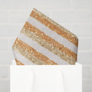 Gold Orange Glitter Cream Stripes Sparkle & Shine Tissue Paper
