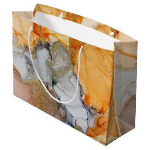 Gold Orange Grey Abstract Large Gift Bag