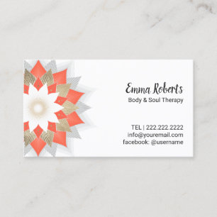 Gold & Orange Lotus Flower Body & Soul Therapy Business Card