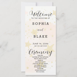 Gold, Orange & Off White Stars Wedding Program
