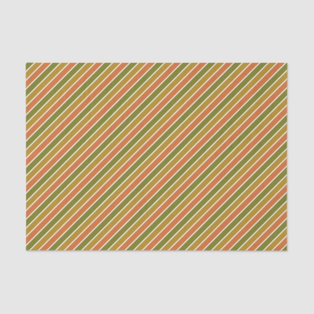 Gold, Orange, Olive Green Striped Tissue Paper (Front)