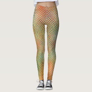 Gold Orange Yellow Pink Red Green Pattern Leggings