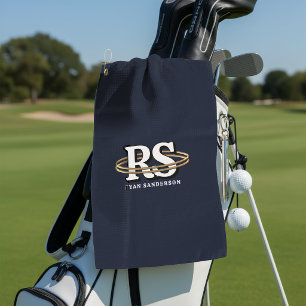 Gold Orbit Monogram Initials Any Colour ID1331 Golf Towel