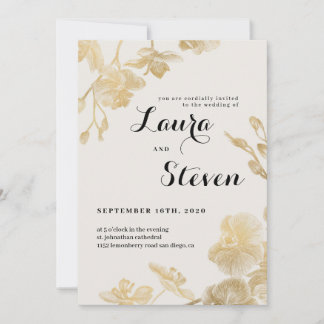 Gold Orchid wedding card