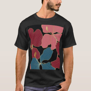 Gold orchids, elegant floral line art. T-Shirt