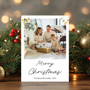 Gold Ornament Christmas Photo Greeting Card