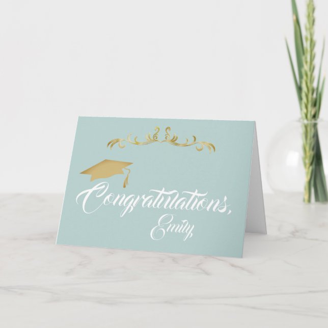 Gold Ornament Congratulations Graduate Graduation Card (Front)