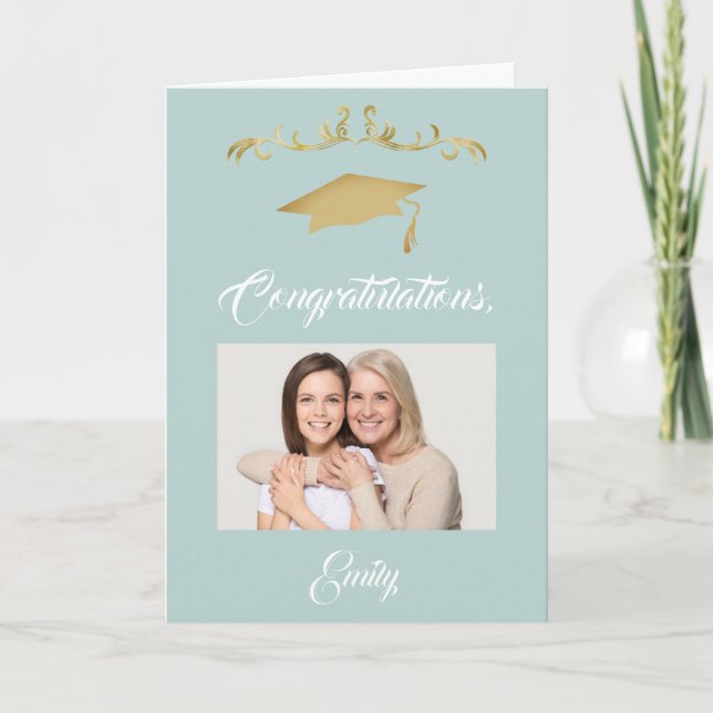 Gold Ornament Congratulations Graduate Photo Card (Front)