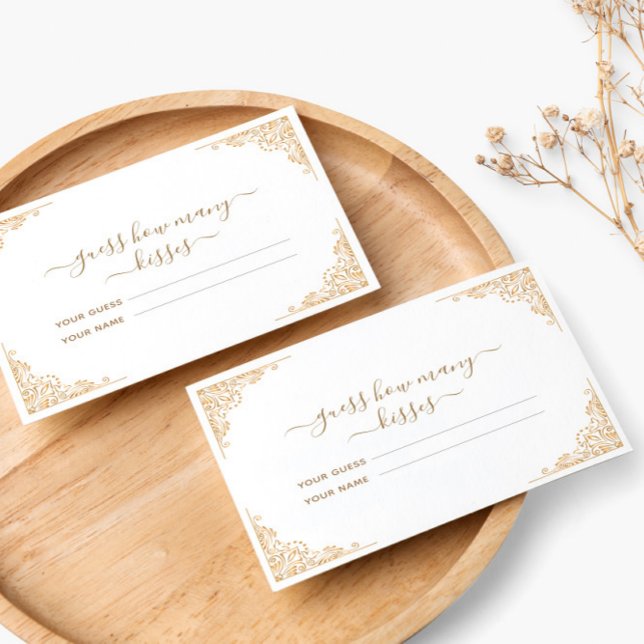Gold Ornament Guess How Many Kisses Bridal Game Enclosure Card (Creator Uploaded)