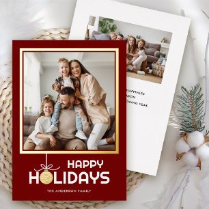 Gold Ornament Happy Holidays Photo Christmas Gold Foil Holiday Card