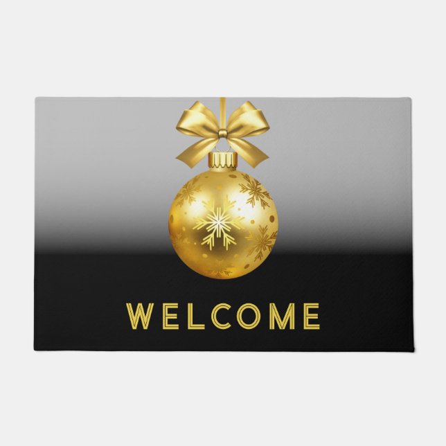 Gold Ornament Holiday Doormat (Front)