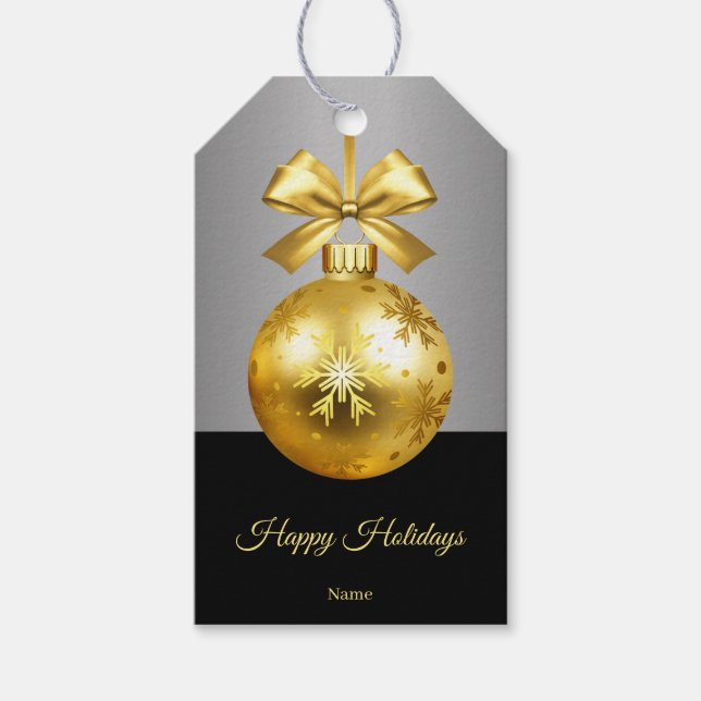 Gold Ornament Holiday Gift Tag (Front)