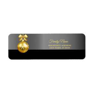 Gold Ornament Holiday Return Address Label