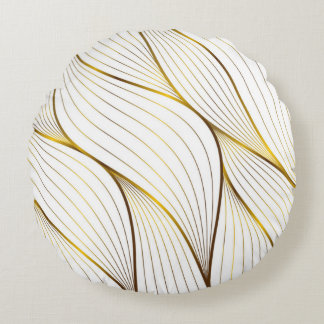 Gold ornament leaf   round cushion